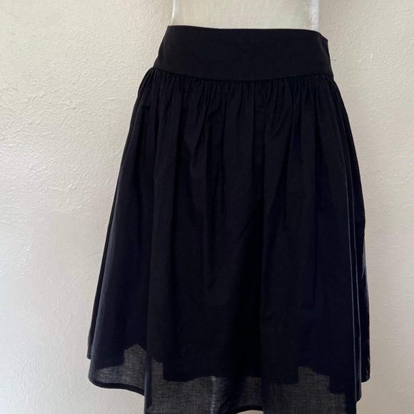 Lightweight, Black, Gathered-Waist, Double-Layer Cotton Skirt - Picture 3 of 7
